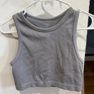 Gray Ribbed Sleeveless Top